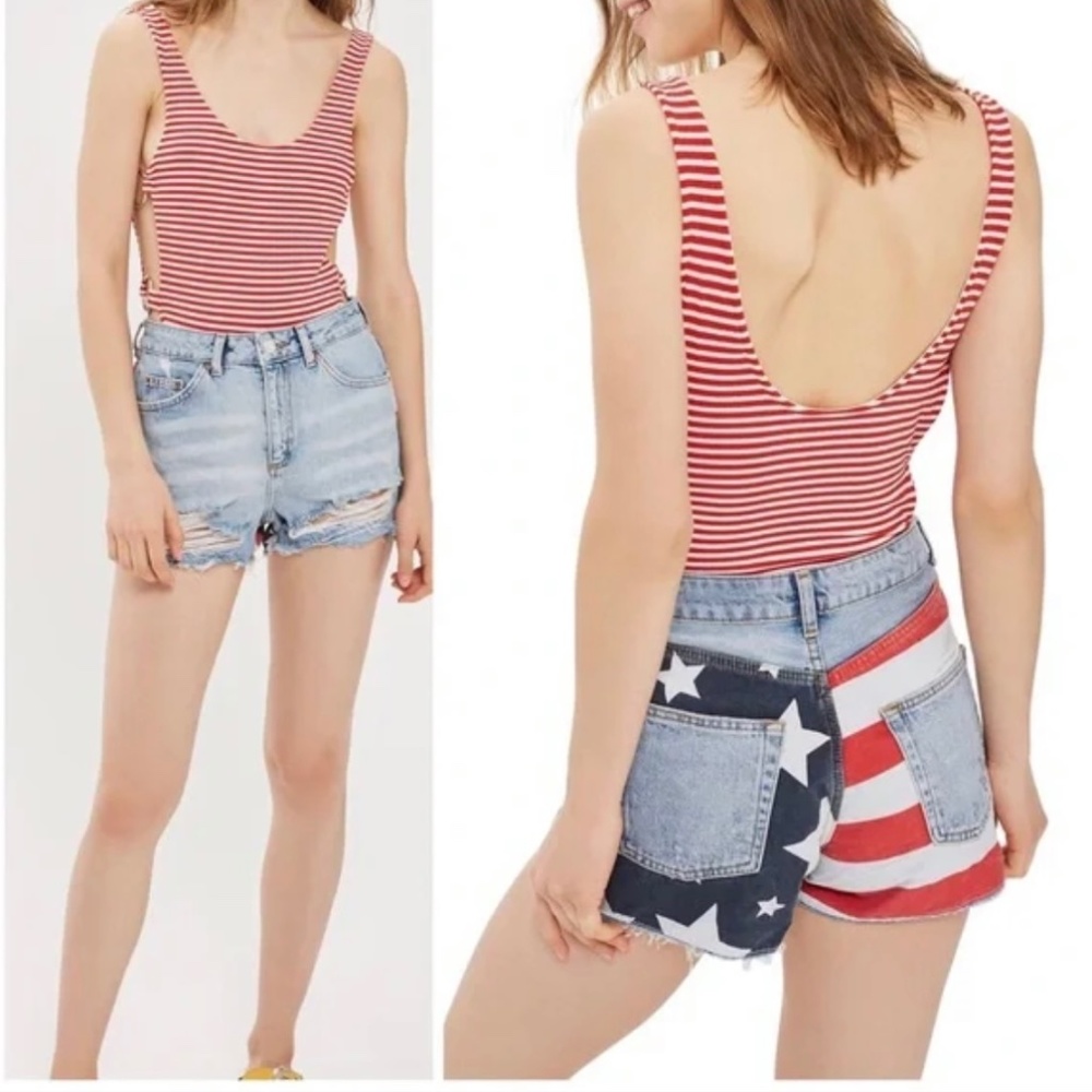 Topshop American Flag Mom Shorts Size 6